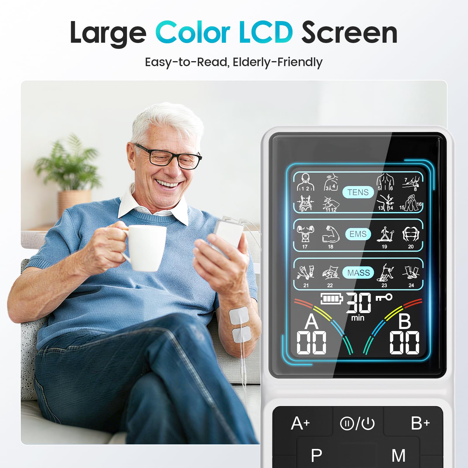 FDA Cleared TENS Unit Muscle Stimulator with HD Color Screen — Amazon image 4