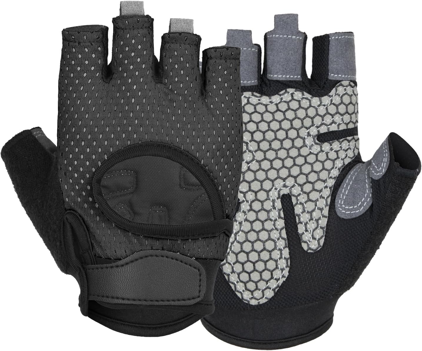 Weight Lifting Gloves, Full Palm Protection, Breathable Polyester Gym Gloves for Men Women, Black, Solid Pattern, Perfect for Weightlifting, Cycling, Rowing, Fitness Training