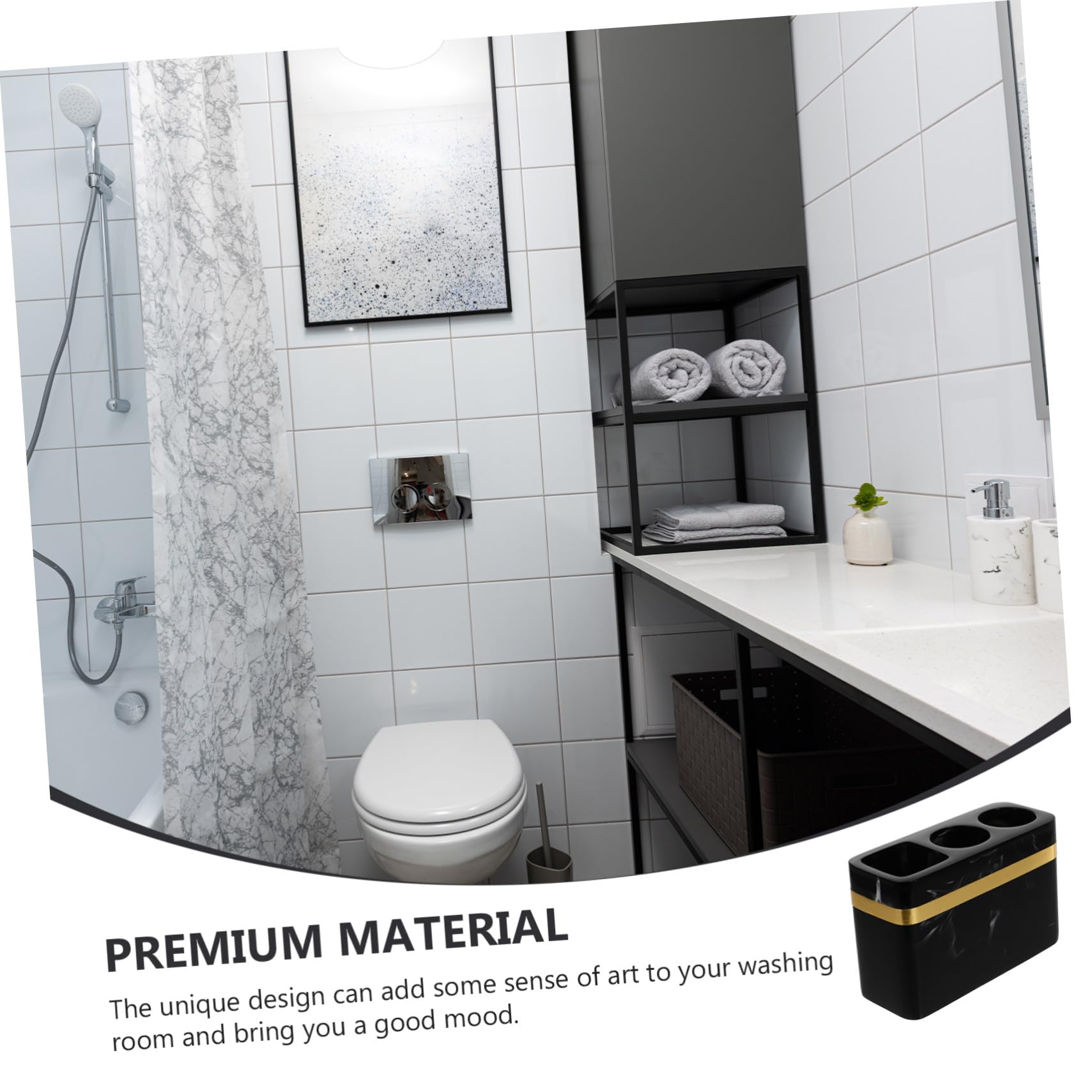 Soporte de Pared para Cepillos y Pasta de Dientes con Diseño Compacto y Elegante Almacenamiento para Afeitadoras para Baño Color Negro con Textura de Tinta Phnom Penh