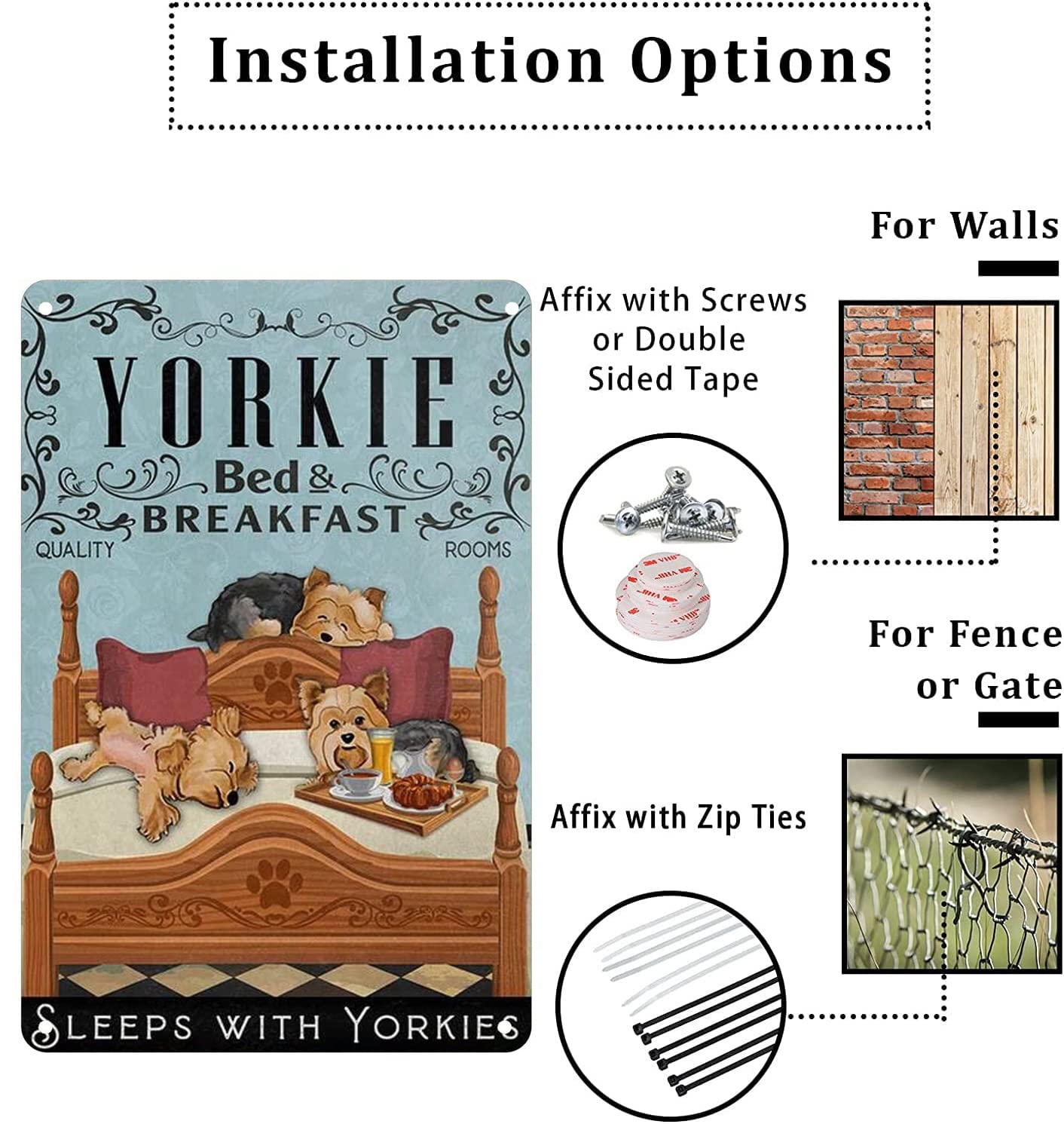 Targhe in metallo vintage con Yorkshire Terrier, disegno di | FindTheDeal