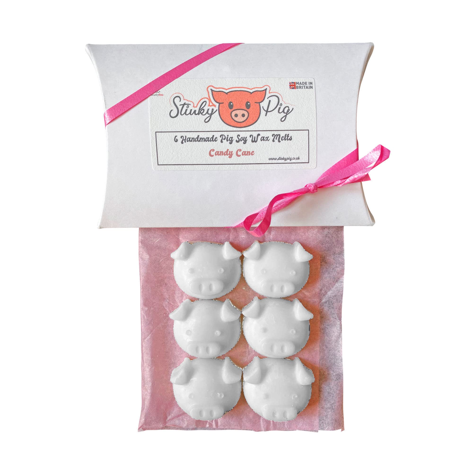 Wax Melt Pig Faces - 6 Pack Cute Handcrafted Highly Fragrant Air Freshener Home Fragrance Candle Wax Warmer Wax Melt Burners (Candy Cane)