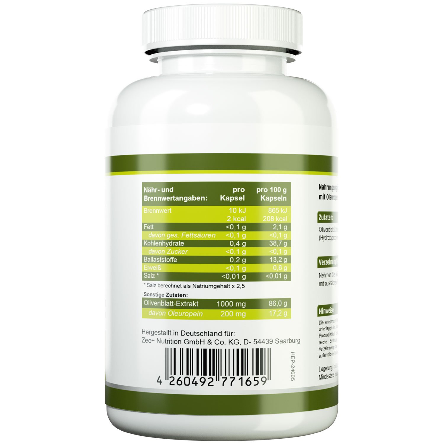 ZEC+Health Plus Olive Leaf Extract, 0.145601kg, 120 Units