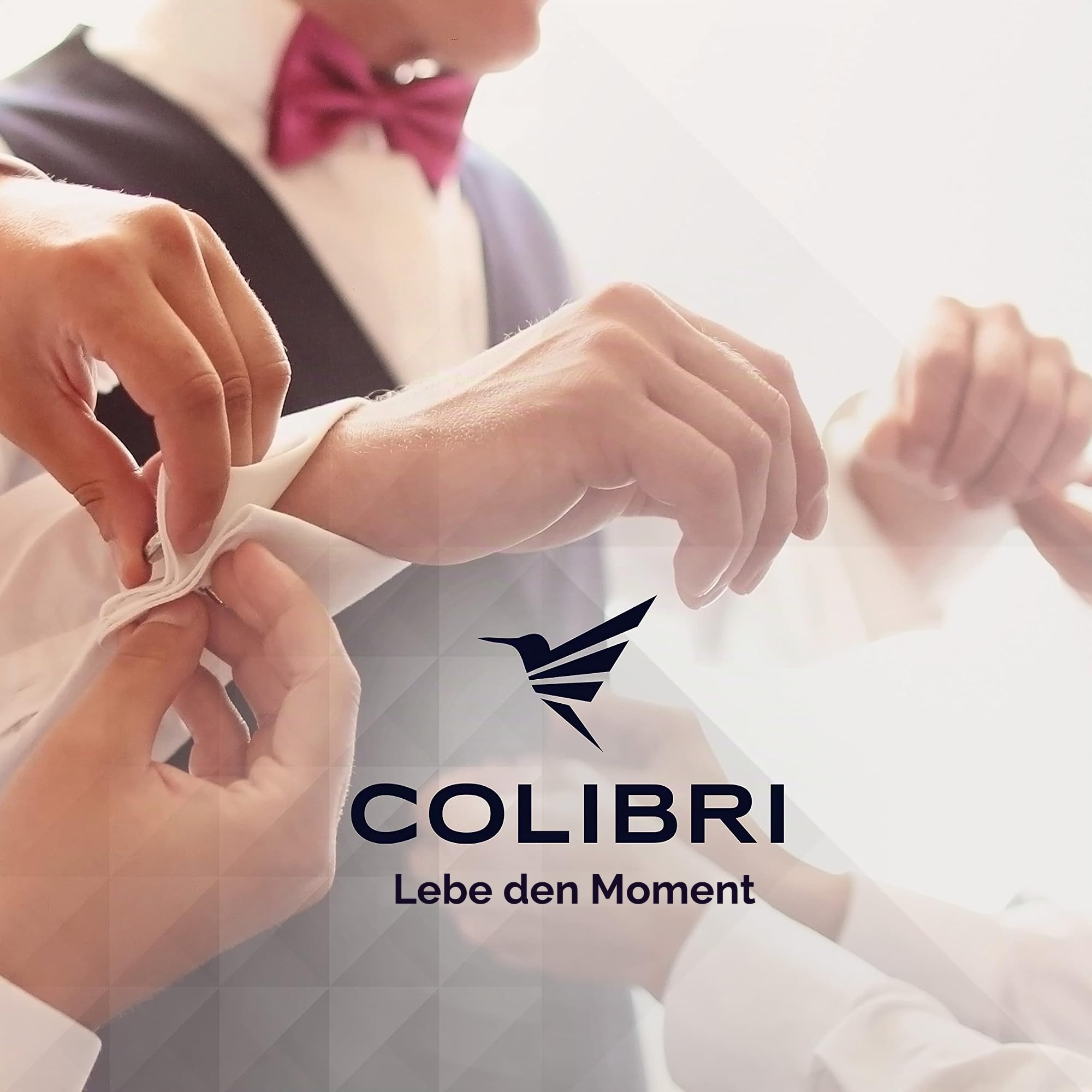 Colibri Maine Manschettenknöpfe für Herren – aus gebürstetem Stahl mit geradliniger Seitenverzierung – Designer-Manschettenknöpfe mit drehbarem Walschwanzverschluss – Geschenkbox