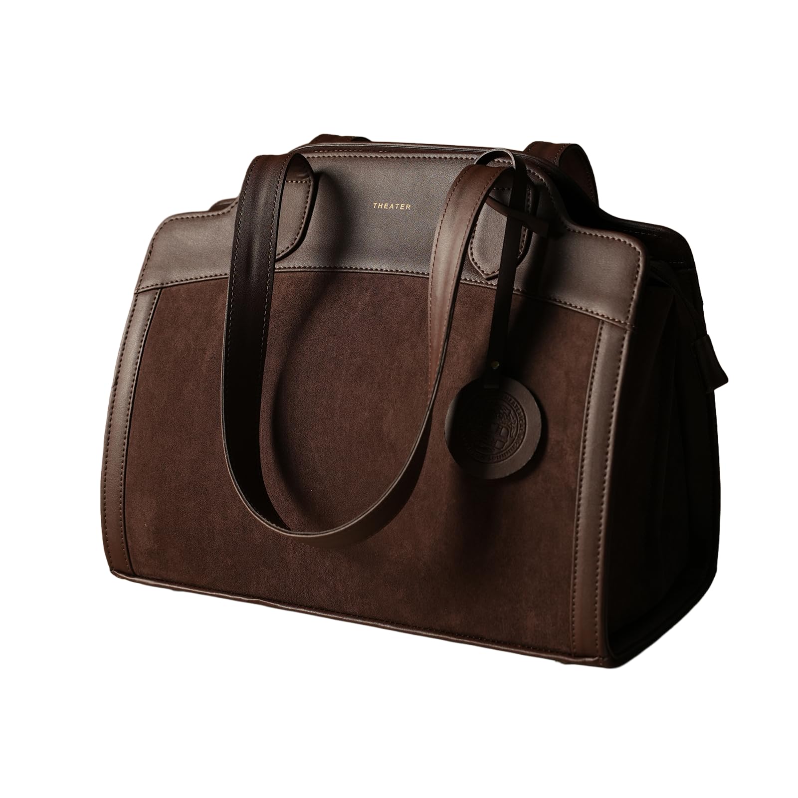 theater Women Brown Suede Panel Shoulder Bag | Structured Handbag for Work & Casual Wear-picture-14