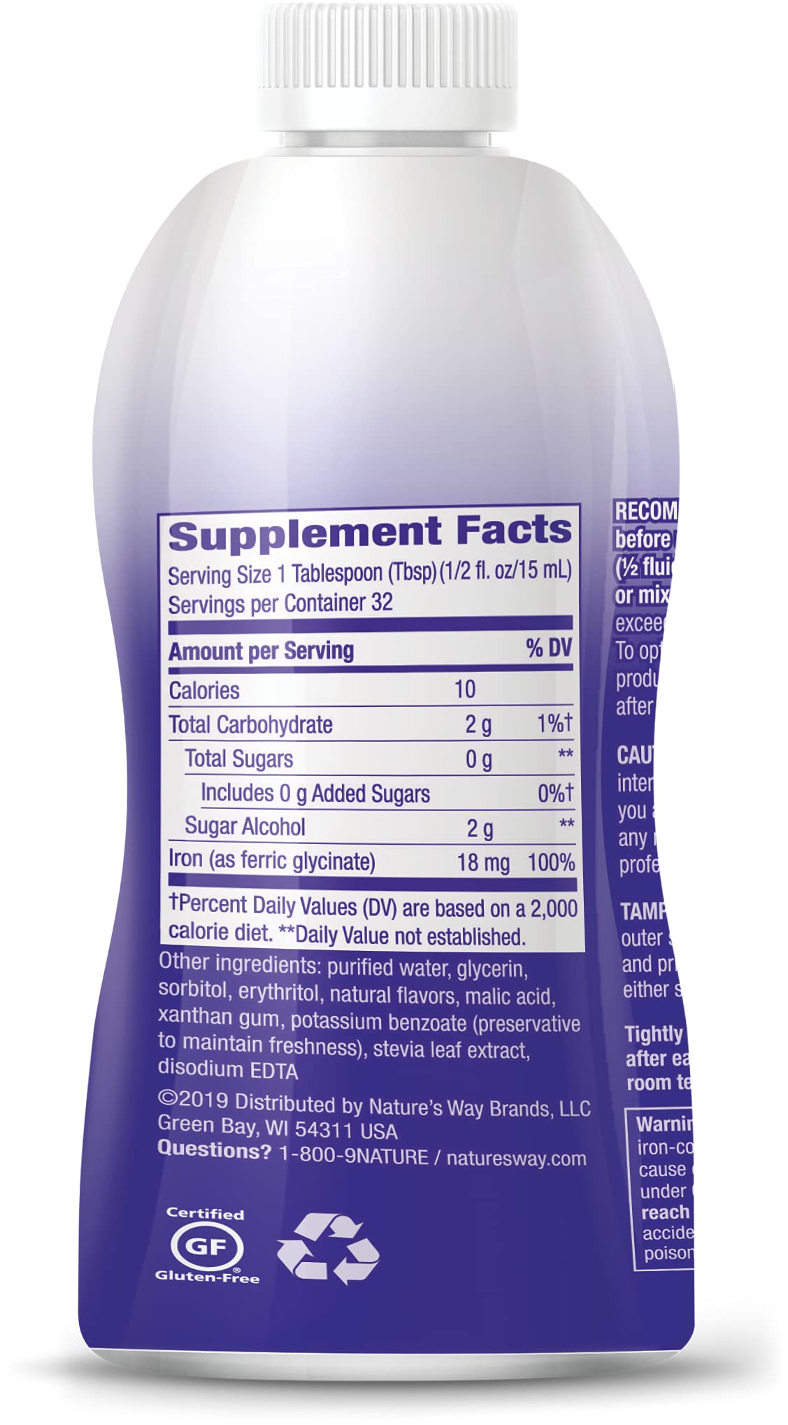 Nature’s Way Liquid Iron Supplement, 18 mg per Serving, Gentle Glycinate,Fast-Absorbing Liquid,Iron for Red Blood Cell Support and Energy Metabolism,No Sugar Added,Berry Flavored, 16 Fl Oz (Pack of 2) — Amazon image 6