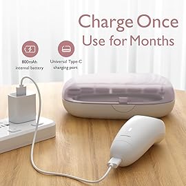 Momcozy Baby Nail File Electric, Gentle Baby Nail Trimmer Electric, Baby Nail Clipper with Night Light, 7 Grinding Head Replacement Pads, Pink