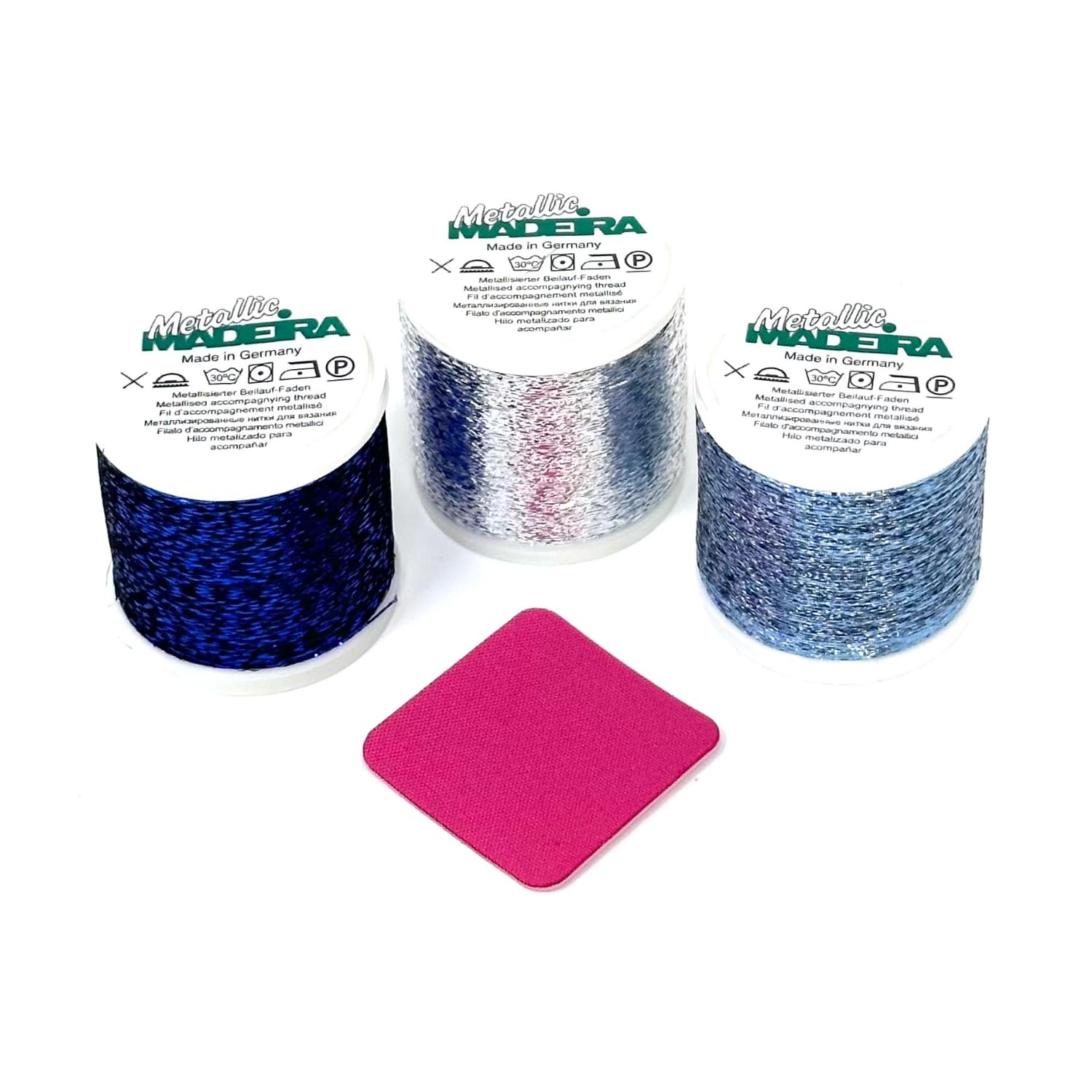 Fil Madeira bleu ciel foncé et argent lot de 3 pelotes haute résistance