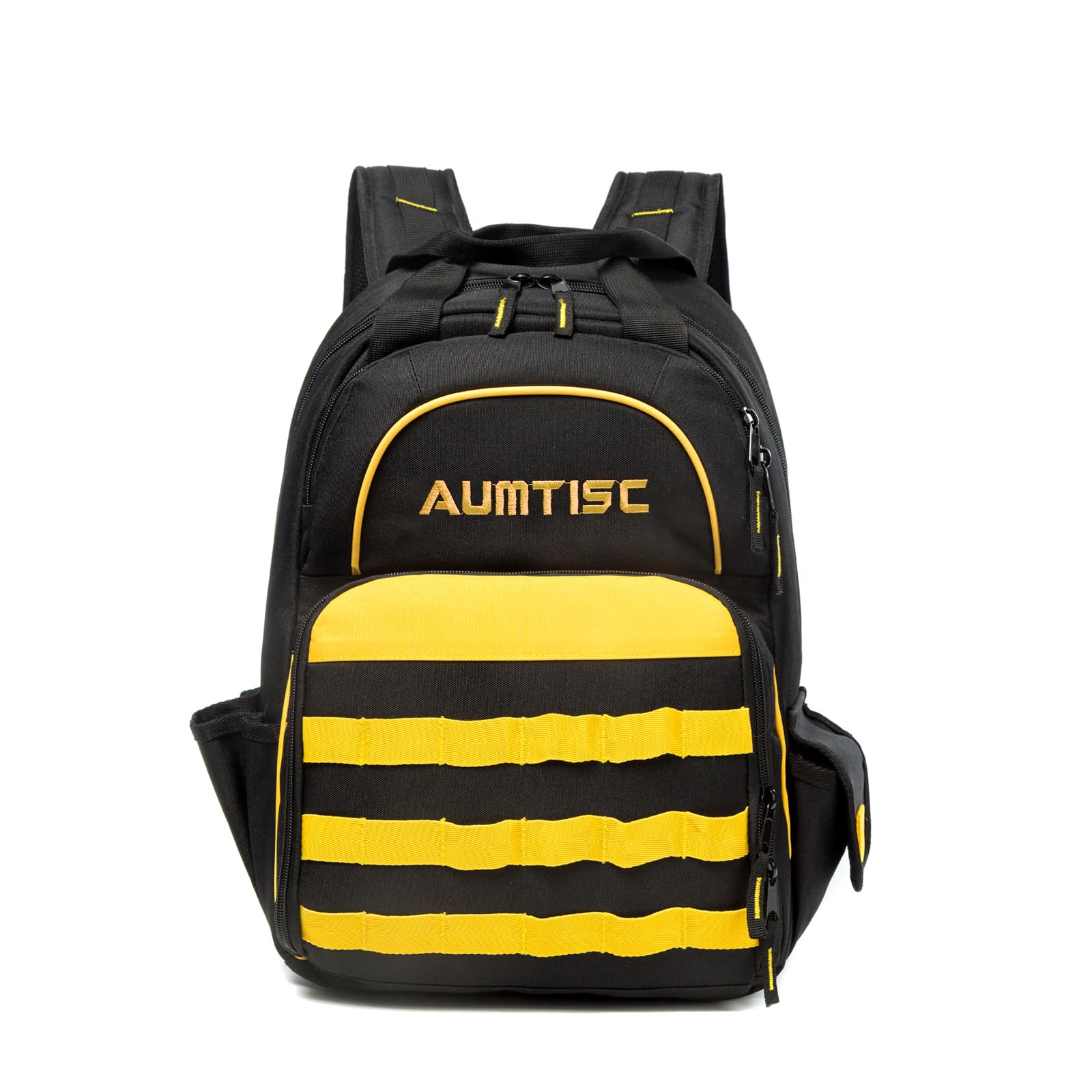 AUMTISC Mochila para herramientas Mochila para trabajo pesado Mochila para herramientas con bolsillo multiusos Mochila para trabajo industrial y de construcción (Amarillo)