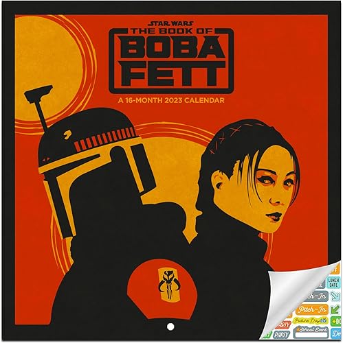 Calendario del libro de Boba Fett 2023 paquete de calendario de pared Boba Fett Deluxe 2023 con más de 100 calcomanías de calendario regalos de Star