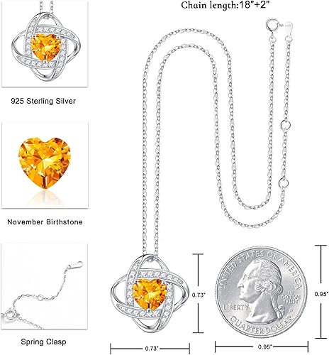 Miniatura 3 de Iefil - Collar de plata de ley 925 con dije de nudo de amor y piedra natal natural o creada regalos de cumpleaños y aniversario para mujeres regalos