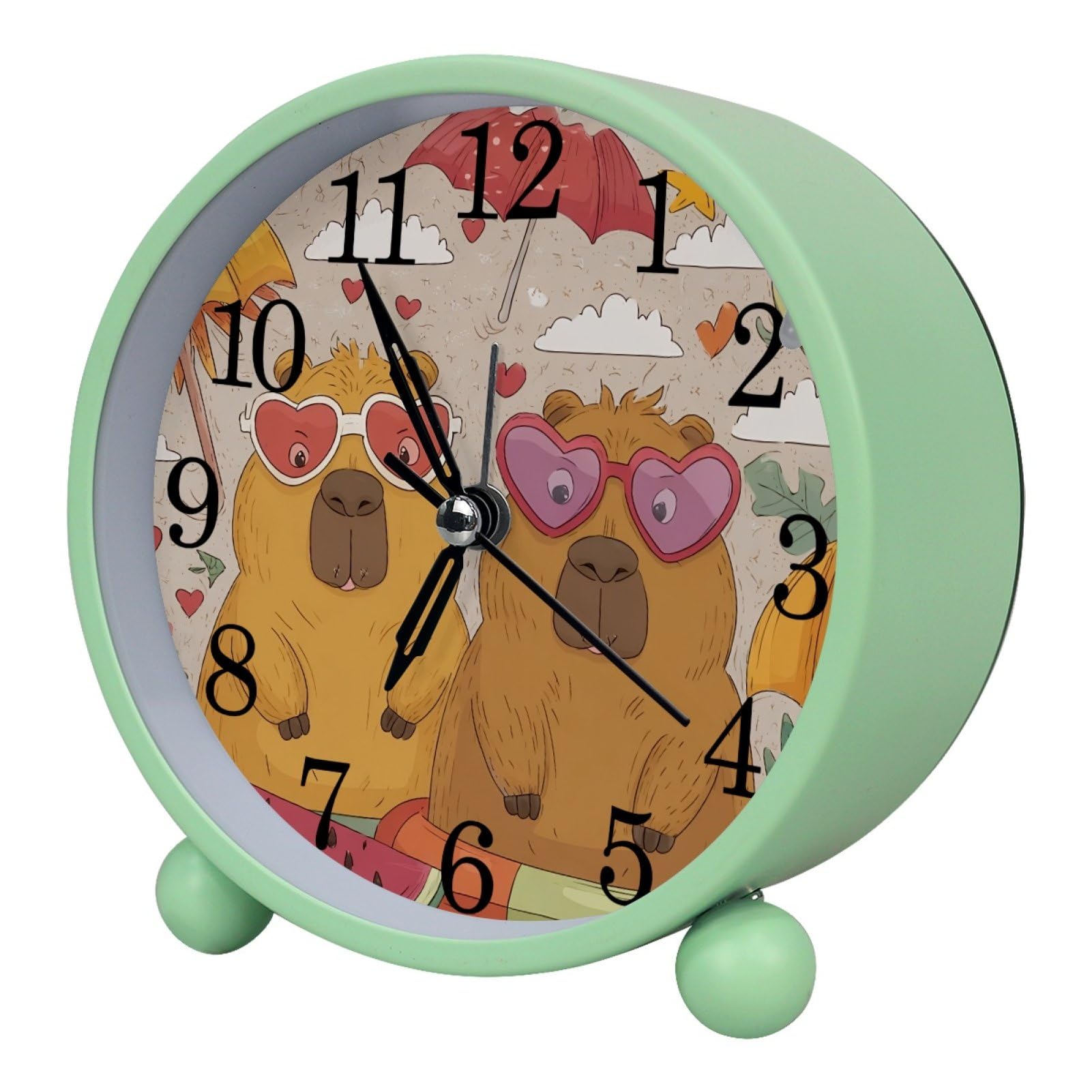 etoenbrc Cartoon Capybara Alarm Clock,Small Battery Operated Clock, Slient Plastic Table Clock for Living Room Bedroom and Office Decor