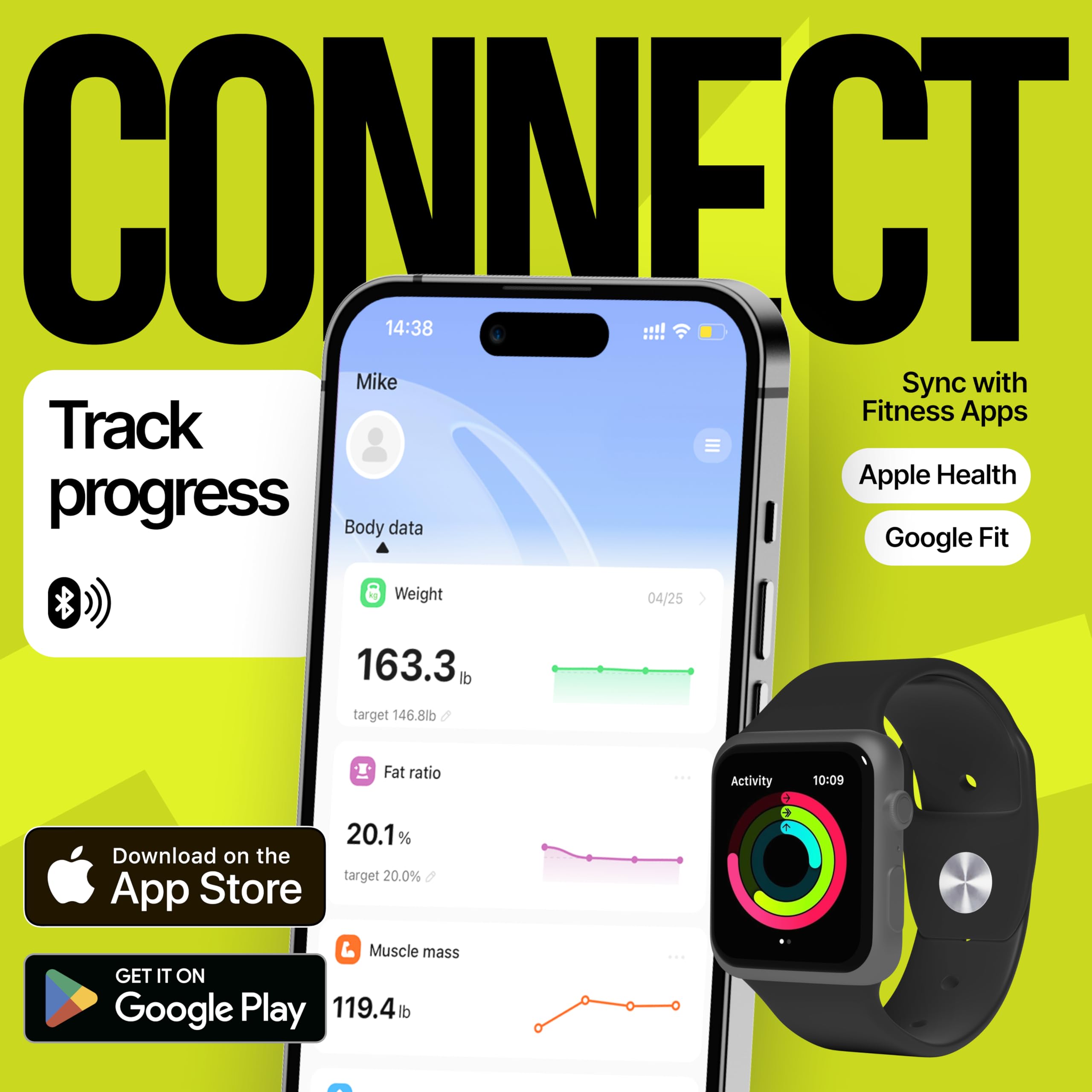Bilancia intelligente professionale a 25 metri per peso corporeo con BMI, grasso corporeo, massa muscolare, bilancia digitale della composizione del peso e massa grassa corporea, Bluetooth,