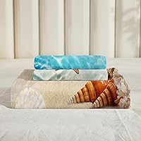 Vista 7 de Bedbay Juego de ropa de cama con temática de playa de microfibra suave, juego de ropa de cama tamaño Queen para niños y niñas, juego de cama