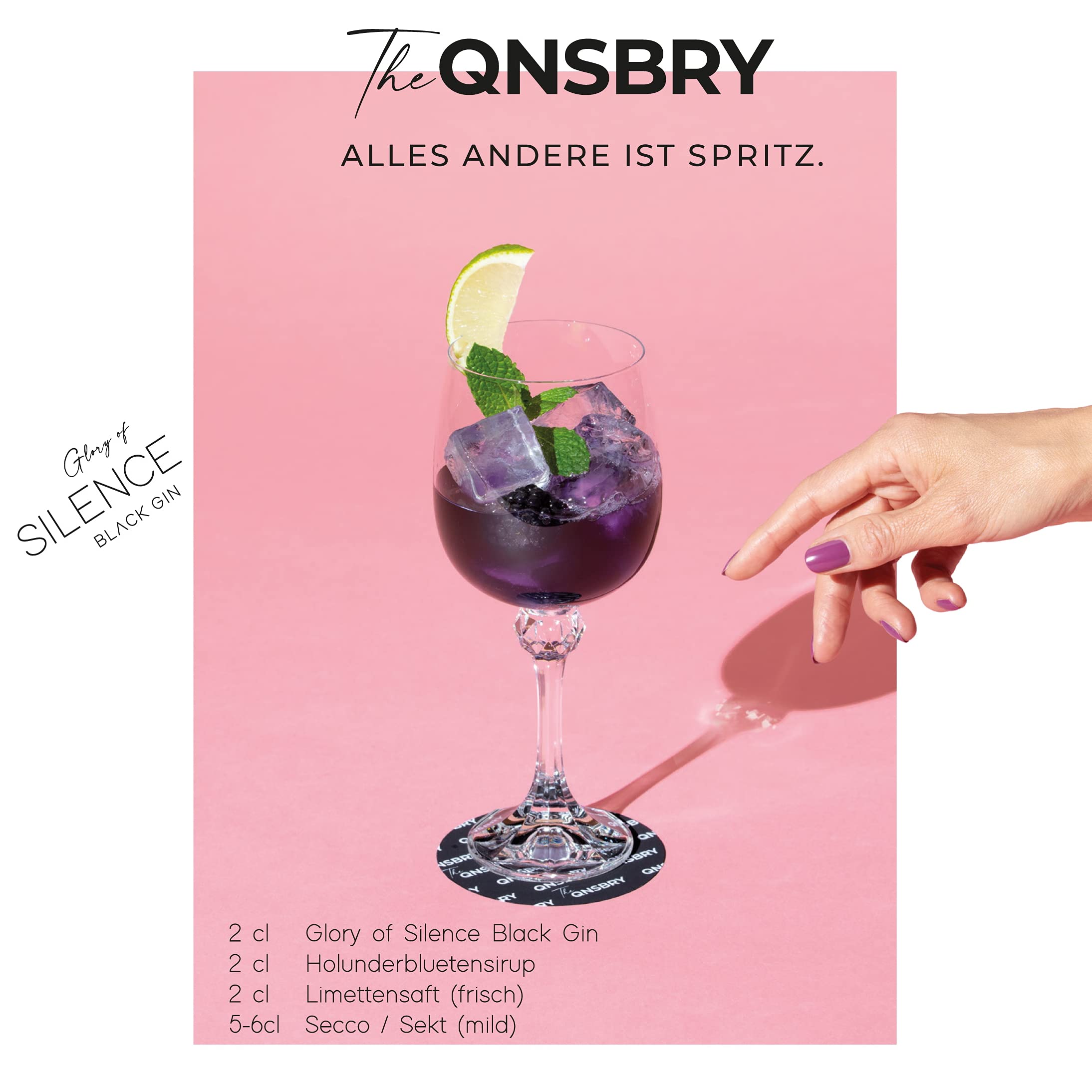 Glory of Silence Black Gin (1,5 l) | Schwarzer Gin mit fruchtiger Note aus Holunderblüte und Brombeere