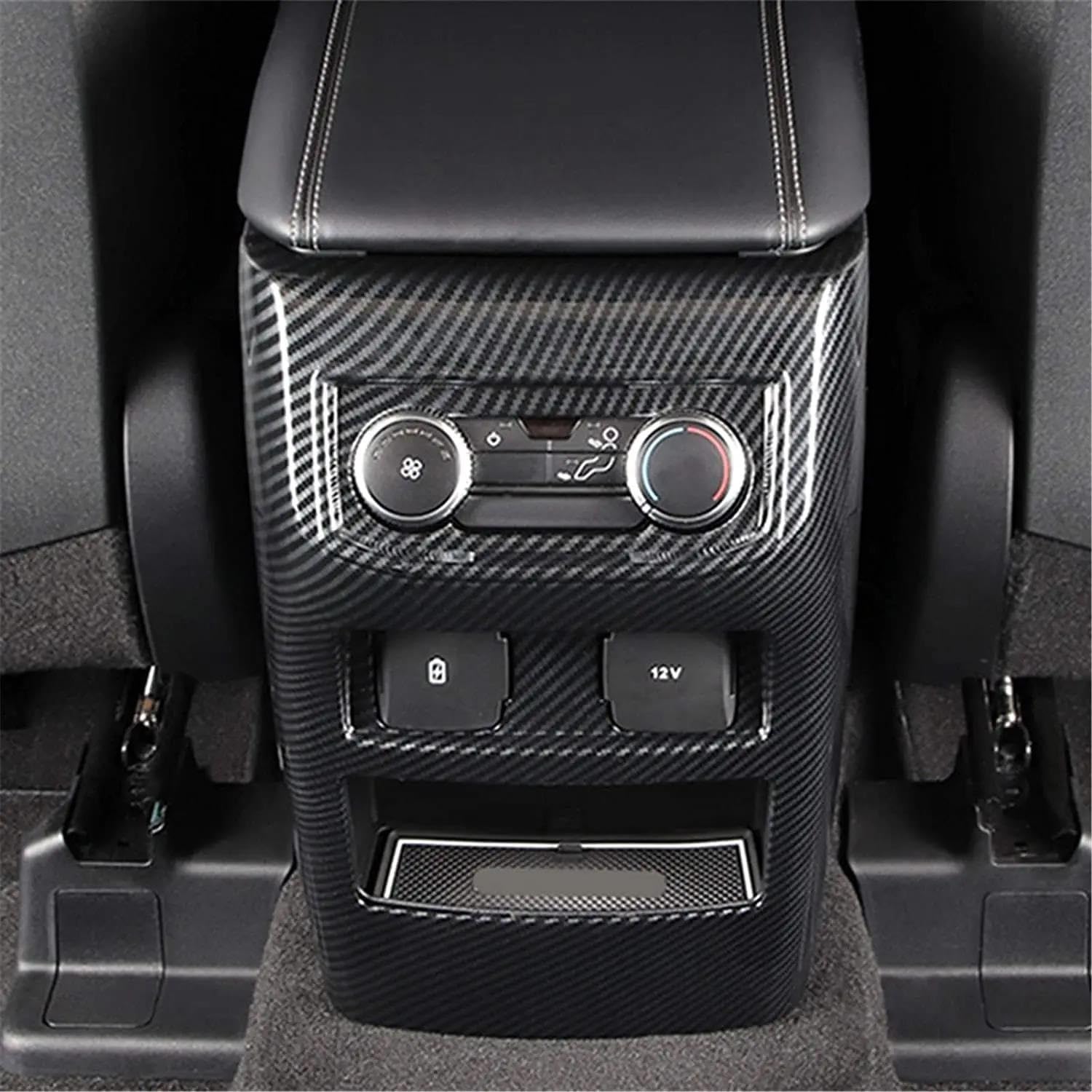 SYLTER Aria Condizionata Auto Bocchette per Ford per Explorer 2020 Bocchetta di Uscita dell'Aria Condizionata Posteriore Pomello Pannello USB Cornice Copertura Finitura Fibra Carbonio