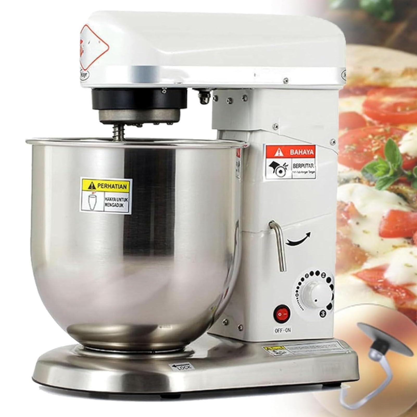 Cashwise Professional Stand Mixer, 3 Speed Mixing Bowl Electric with Beater & Dough Hook, Commercial Kitchen Cake & Dough Mixer for Baking Bread and Cakes White-10L