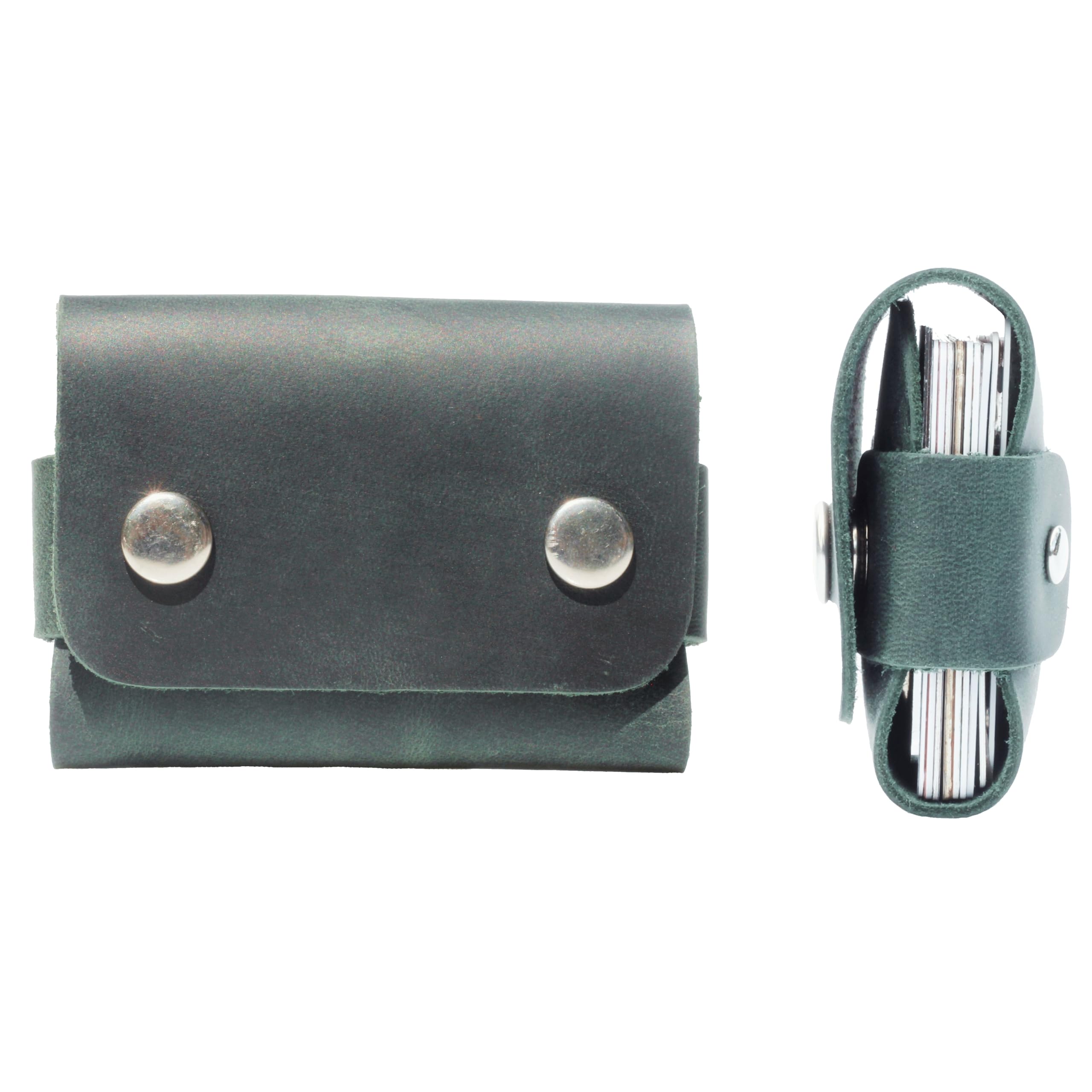 Toprank Genuine Leather Slim Wallet & Card Holder – Handmade Minimalist Design for Men & Women, Vintage Distressed Look (Green)