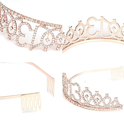 Miniatura 4 de CIEHER Corona de cumpleaños número 13 para niñas y juego oficial de banda de cumpleaños y perlas, tiara de cumpleaños de 13, regalos de cumpleaños