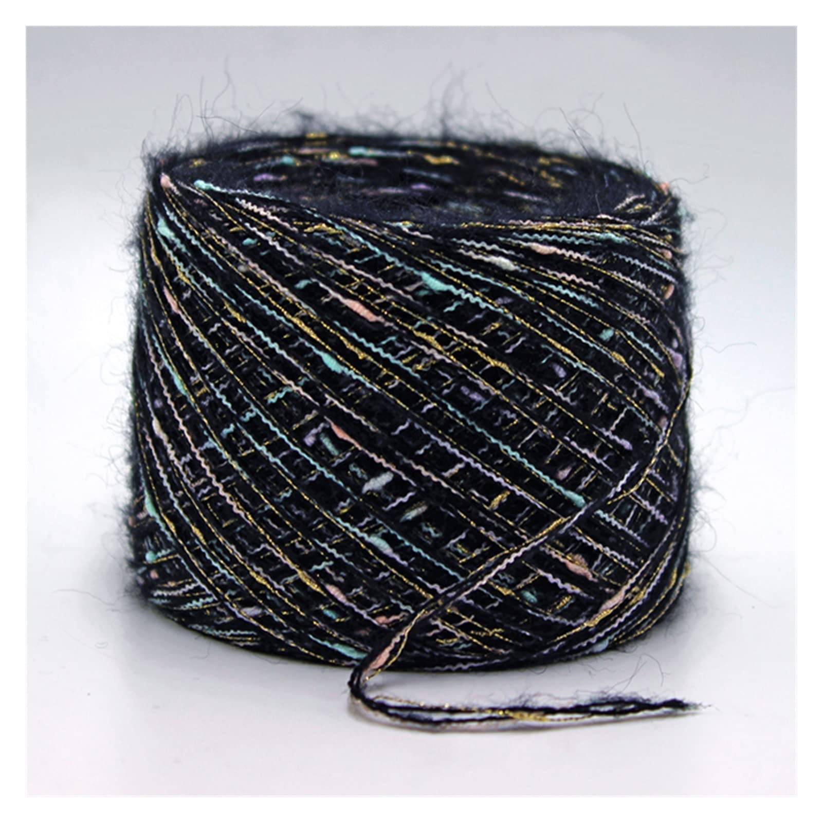 250 g de Tinte de Espacio Especial 70% de Lana Hilo Metalizado for Tejer de Mano Mohair Hilado de Ganchillo for la Ropa de Punto de Moda Croche Ovillos Lanas (Color : A Black)