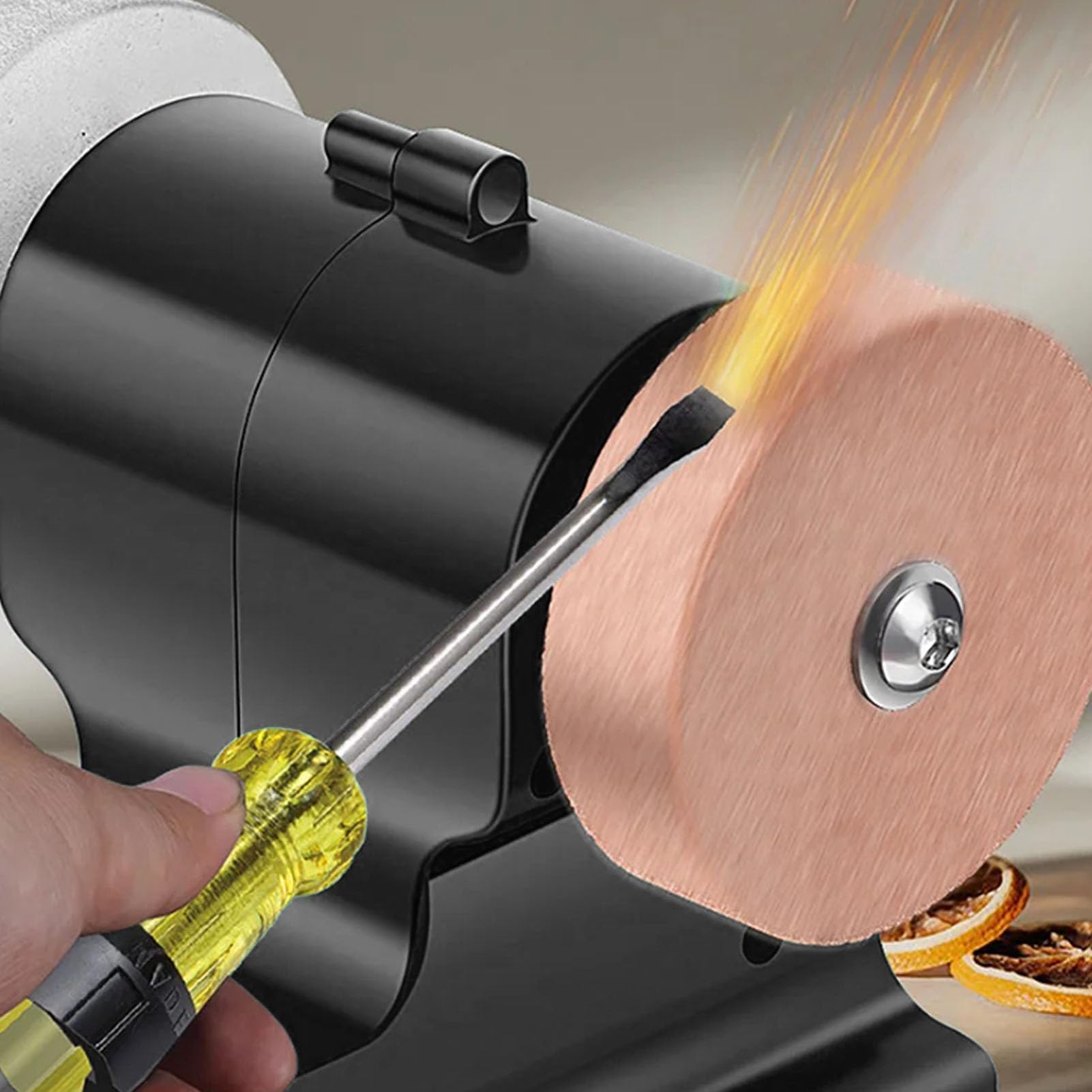 Asixxsix Mini Smerigliatrice da Banco, Rettificatrice Elettrica Multiuso, Piccolo Affilacoltelli da Banco Kit Fai da Te per Metallo, Legno, Fabbricazione di Coltelli, Senza Batteria