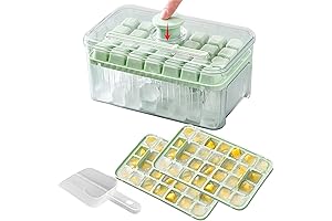 2 Pack Ice Cube Tray with Easy Release Lid and Bin