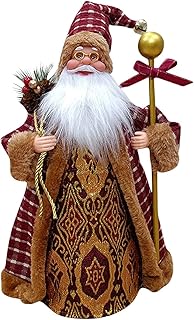 Christmas Tree Topper, Santa Claus Xmas Tree Topper, Handmade Santa Claus Figurine Christmas Treetop Ornament Decoration, Christmas Tree Decorations, Xmas Holiday Wonderland Party Decor Supplies A