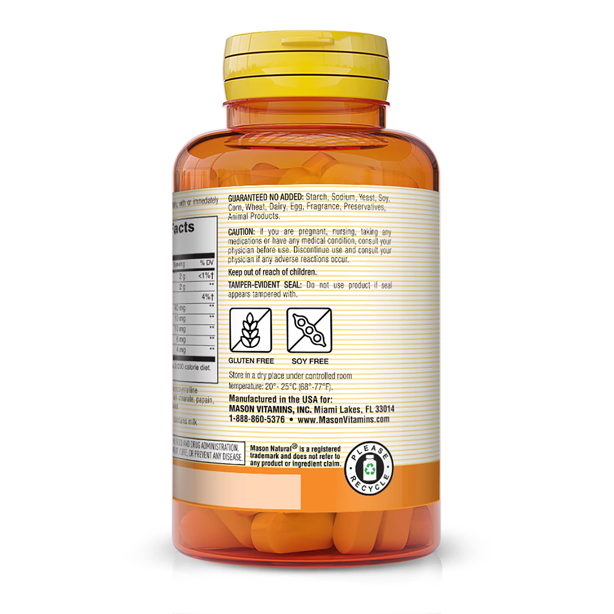 MASON NATURAL Papaya Digestive Enzyme Complex, Healthy Digestive Function, Promotes Nutrient Absorption, Peach Flavor, 100 Chewables (Pack of 3) — Amazon image 3