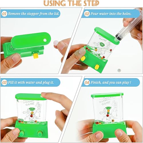 Miniatura 7 de Sumind 6 anillos de agua de mano, juego de agua de mano, mini juegos retro de los años 80 y 90 para niños, rellenos de calcetines de Navidad,