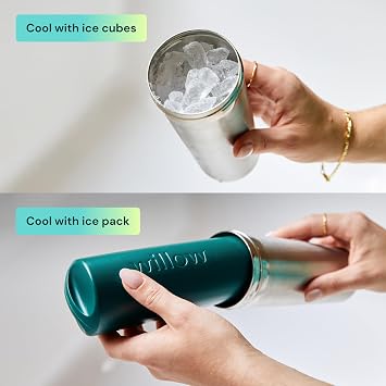 Willow - 25oz Portable Breastmilk Cooler - Keeps Breast Milk Cold for 24 Hours - Stainless Steel - Use w/Included Ice Pack or Ice Cubes - Breastfeeding Essentials - Dishwasher Safe - Alabaster