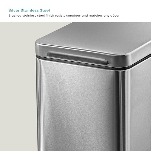 Miniatura 10 de Home Zone Living Juego combinado de cubos de basura de cocina de 8 galones y 25 galones diseño de acero inoxidable de cuerpo delgado capacidad de 30