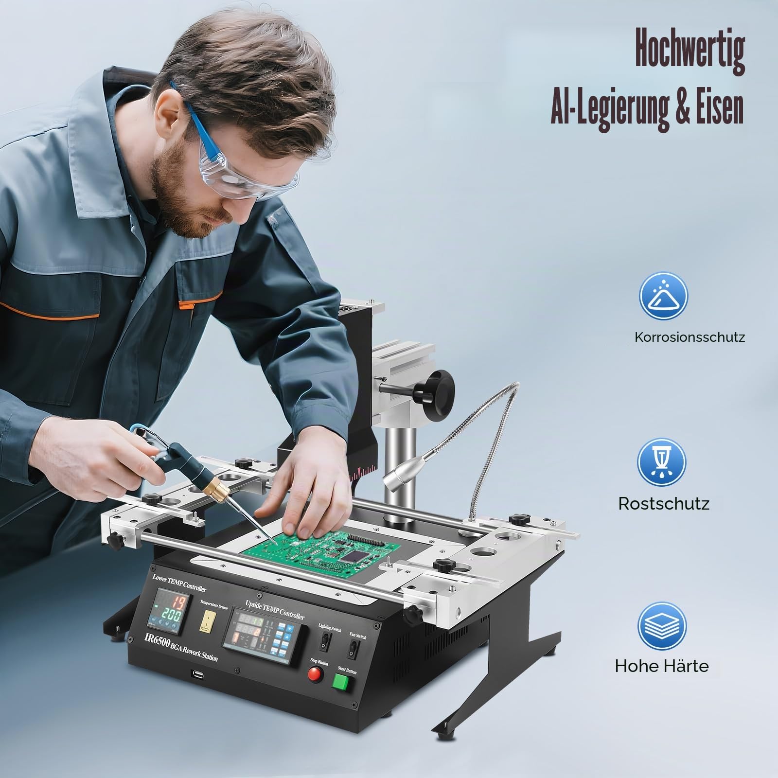 Heißluft Lötstation Bga Soldering Machine Infrarot Löten Rework Station-Arbeitsplatz IR6500 1250W Tisch zum Schweißen für Laptop-Motherboards, Desktop-Computer-Motherboards, Server-Motherboards
