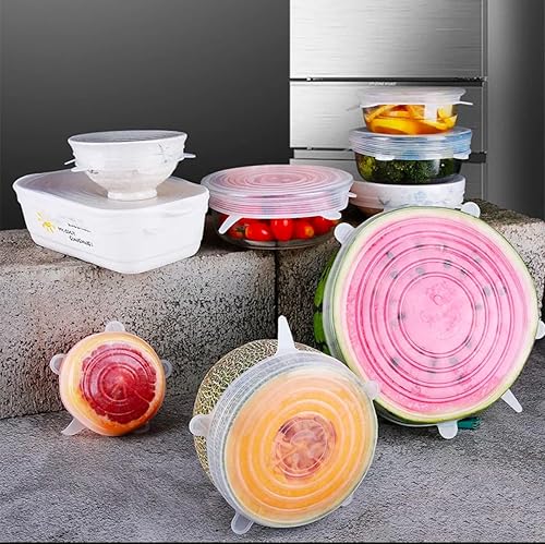 Miniatura 2 de Tapas de silicona para almacenamiento de alimentos, tapas elásticas de silicona 100% de grado alimenticio, 6 tamaños diferentes, aptas para