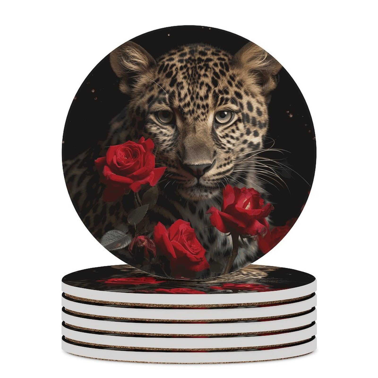 Sottobicchieri in ceramica con supporto per tavolino da caffè, con base in sughero, per bevande fredde o calde, 10 cm