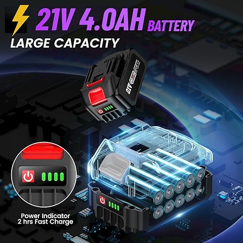 Miniatura 3 de Gato eléctrico de 5 toneladas, batería mejorada de 21 V 4.0 AH y luz LED, kit hidráulico de gato para automóvil, SUV, sedán, MPV, cambio de
