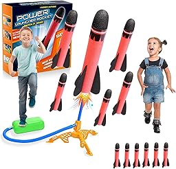 Boys Toys for 3-12 Years Old Boys, With 6 Powerful Foam Rocket -Kids Toys Garden Toys Boys Girls Gifts Age 3-9 Year Old Boys Toys Age 3-9 Outdoor Birthday Gifts for Kids Toy Rockets Garden Games