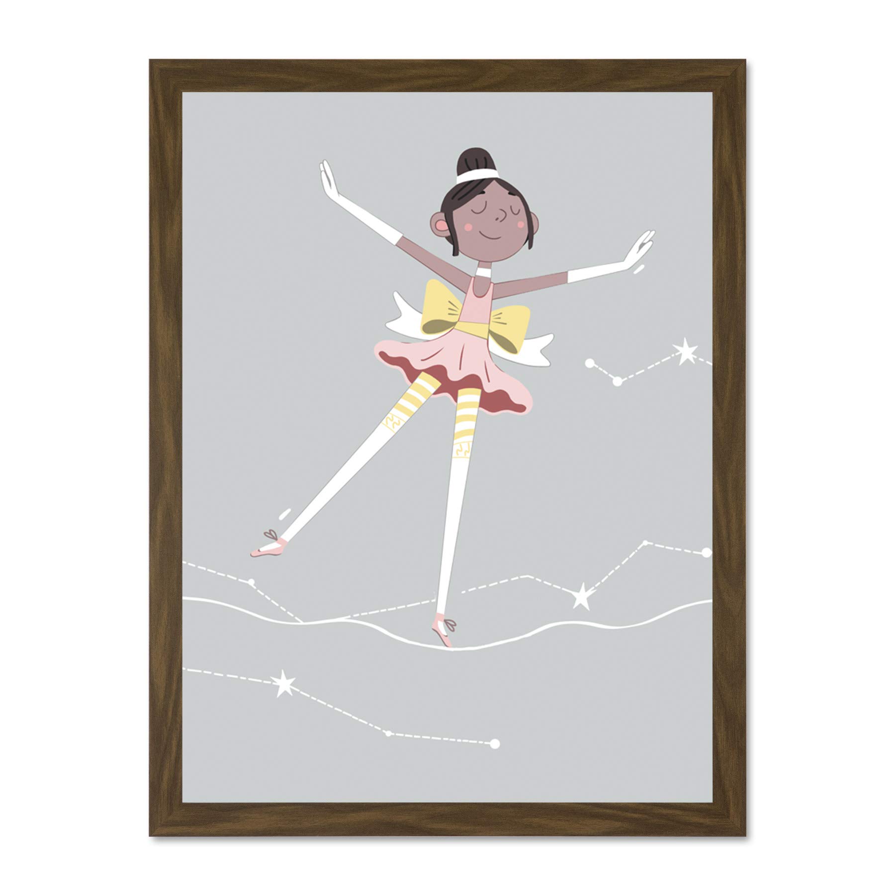 Wee Blue Coo Girls Ballerina Dancer Stars Large Framed Art Print Wall Poster 18x24 inch