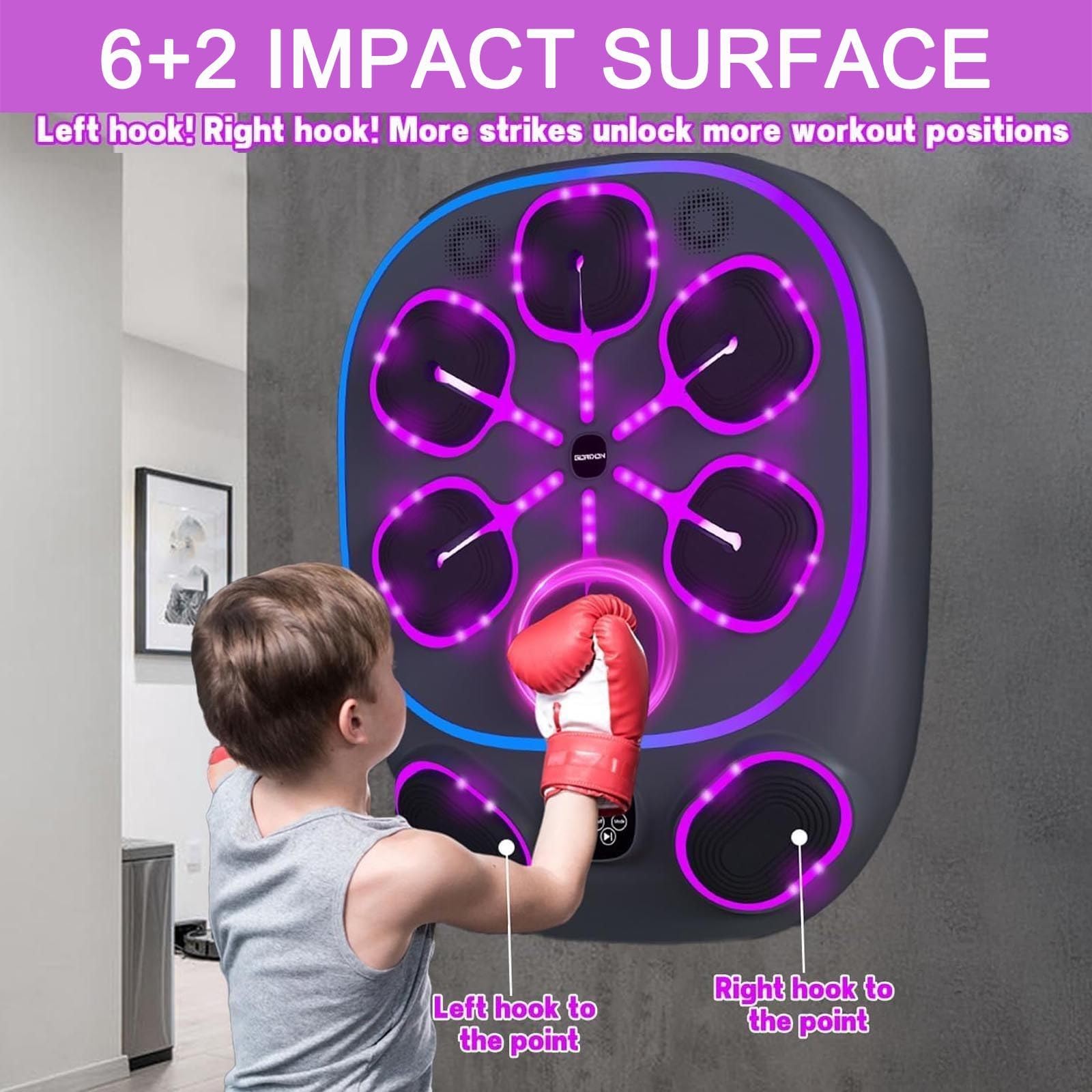 Objetivo De Boxeo MúSica ElectróNica | Entrenador Inteligente Con Bluetooth Para Montar Pared | 9 Modos De Entrenamiento/Conteo | Almohadilla De Boxeo Resistente | Para El Hogar/Gimnasio ,A