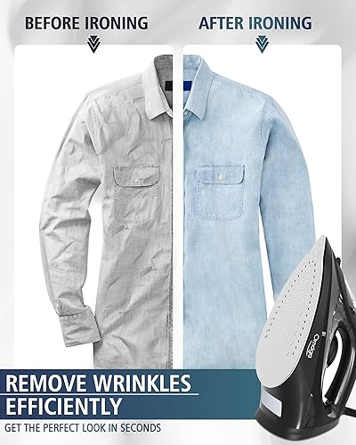Miniatura 5 de Plancha de 1750 W para ropa, plancha de vapor con tanque de agua grande de 13.52 onzas, plancha de vapor para ropa con suela de cerámica de