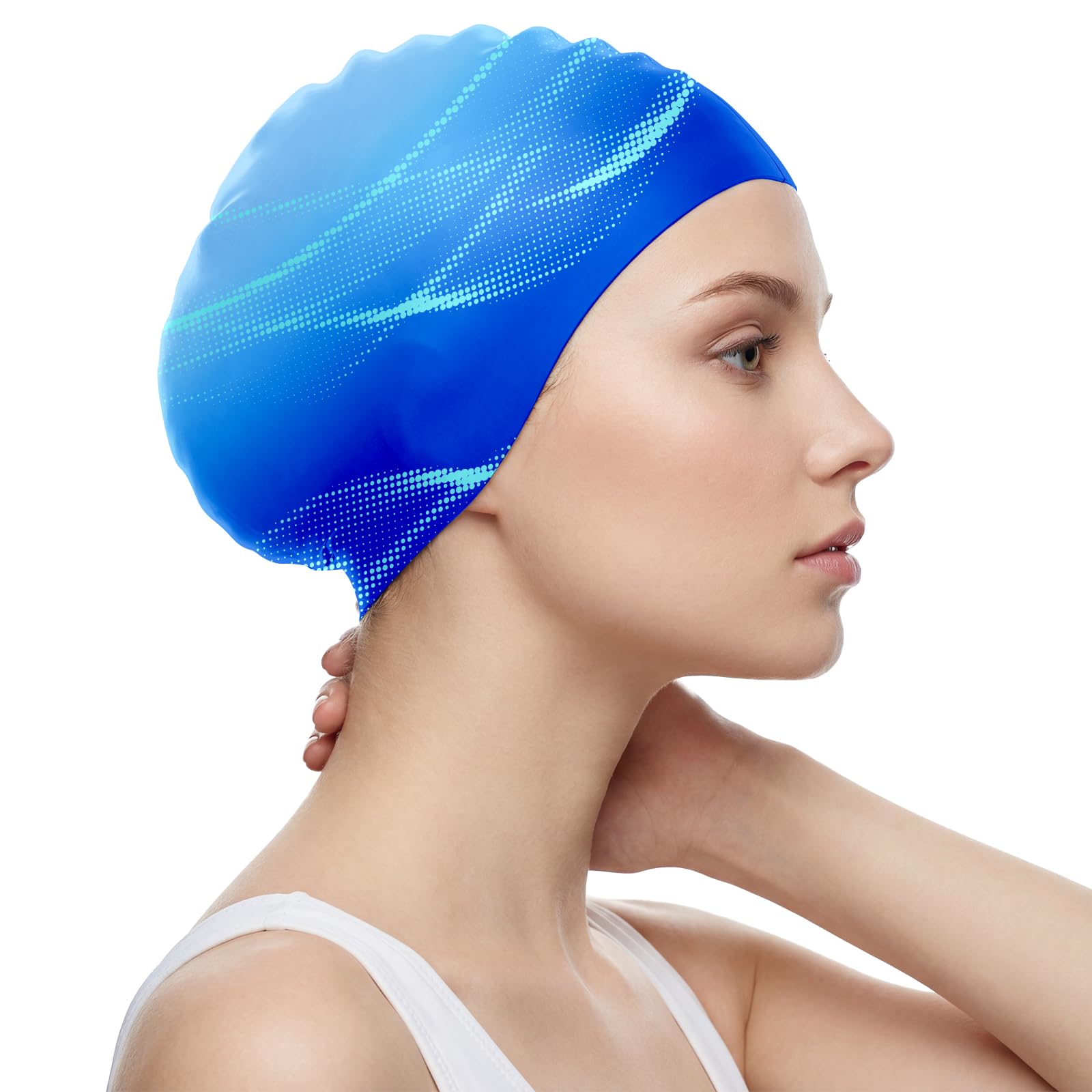 Silicone Swim Cap for Women with Long Hair - Waterproof & Keeps Hair Dry