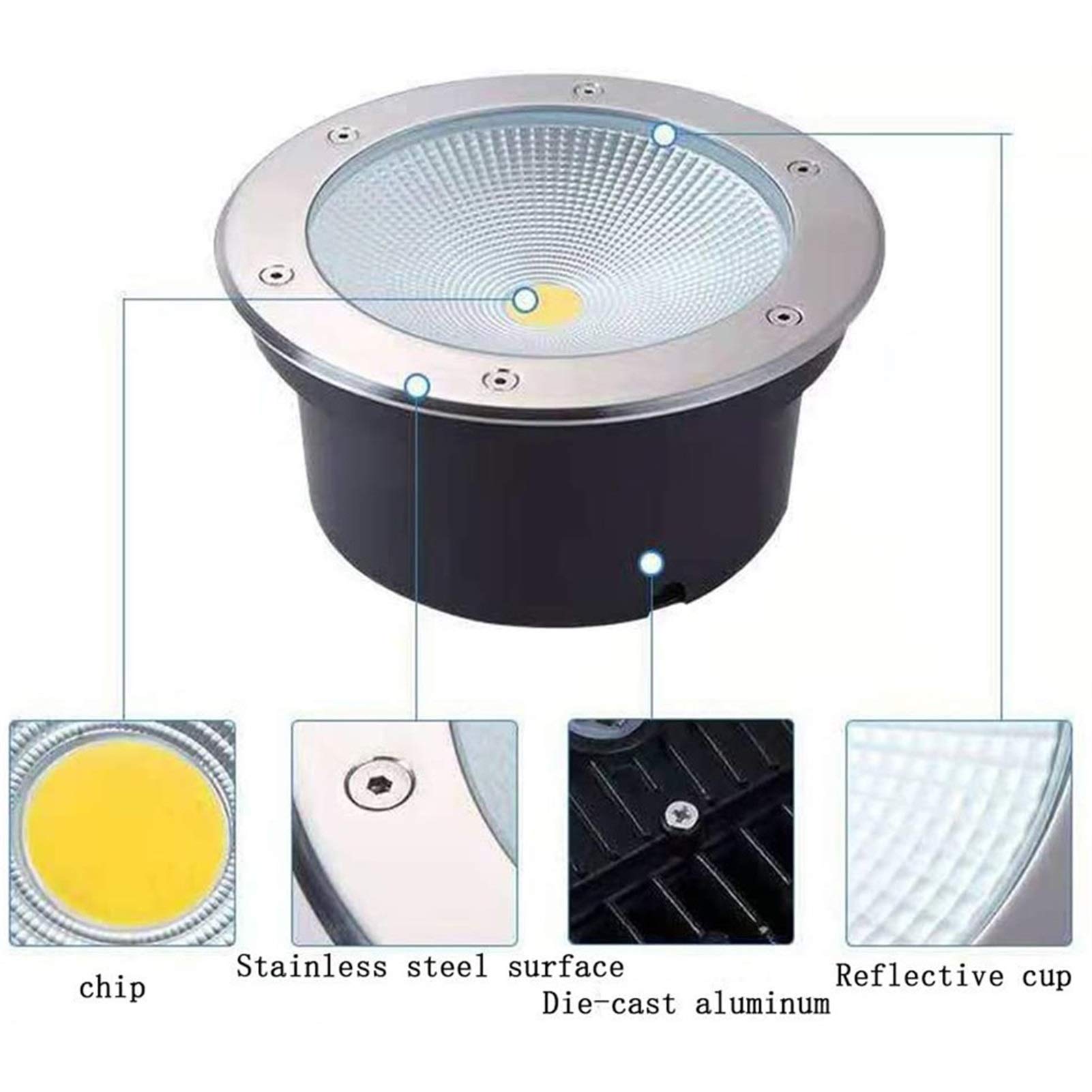 LED Foco empotrable al Aire Libre COB IP65 a prueba de agua Alto Voltaje Chip integrado Incrustado cubierta balcón patio Aclarar Luz blanca cálida 85-265 V ( Color : Blanco cálido , Tamaño : 5W )
