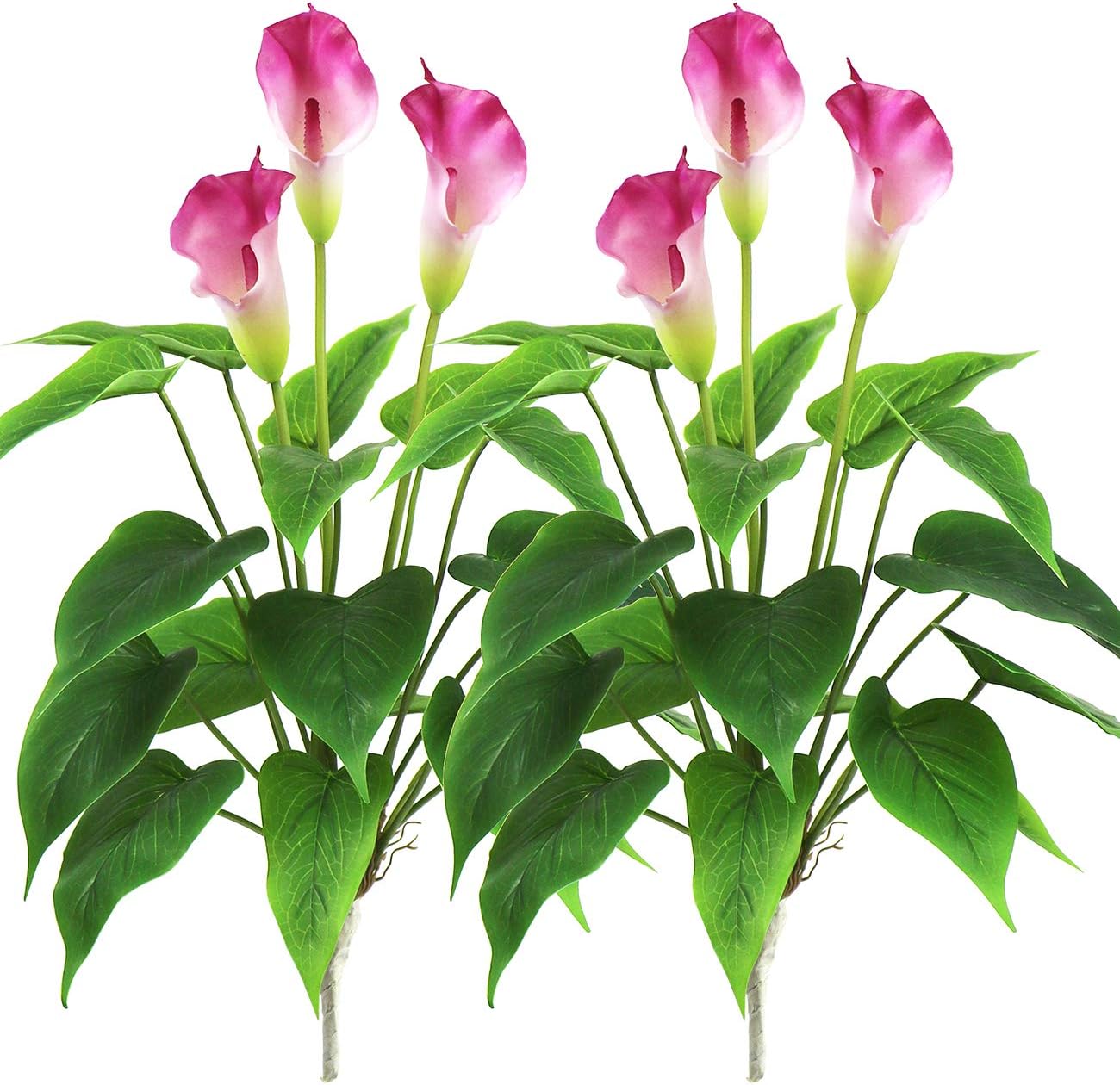 Beebel Artificial Flower 17 inches Calla Lily Silk Plant Fake Bonsai Flowers Greenery Plants for Indoor Outdoor Home Office Bedroom Table Centerpieces Party Decoration 2 Pack (Purple, 2)