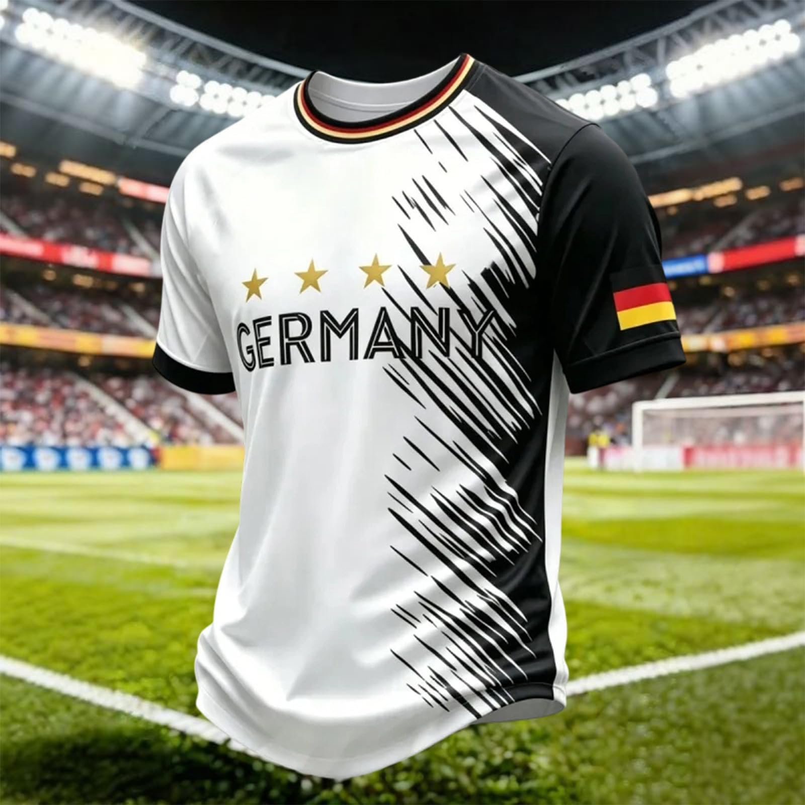 Camisetas Futbol Hombre,Germany Graphic Short Sleeve tee For – Classic Crew Neck T Shirt with Football Print