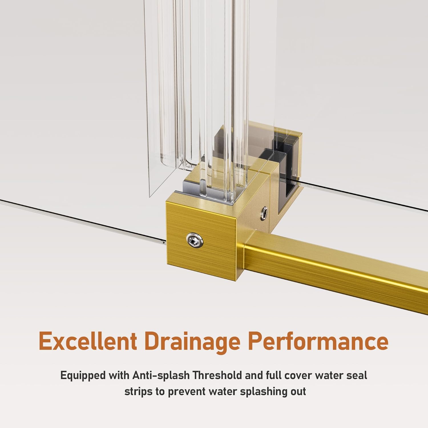 46-48 Inch Frameless Sliding Shower Door, 76" Height, 5/16" (8mm) Clear Tempered Glass, Smooth Gliding Track & Anti-Jumping System, Stainless Steel Brushed Gold Finish