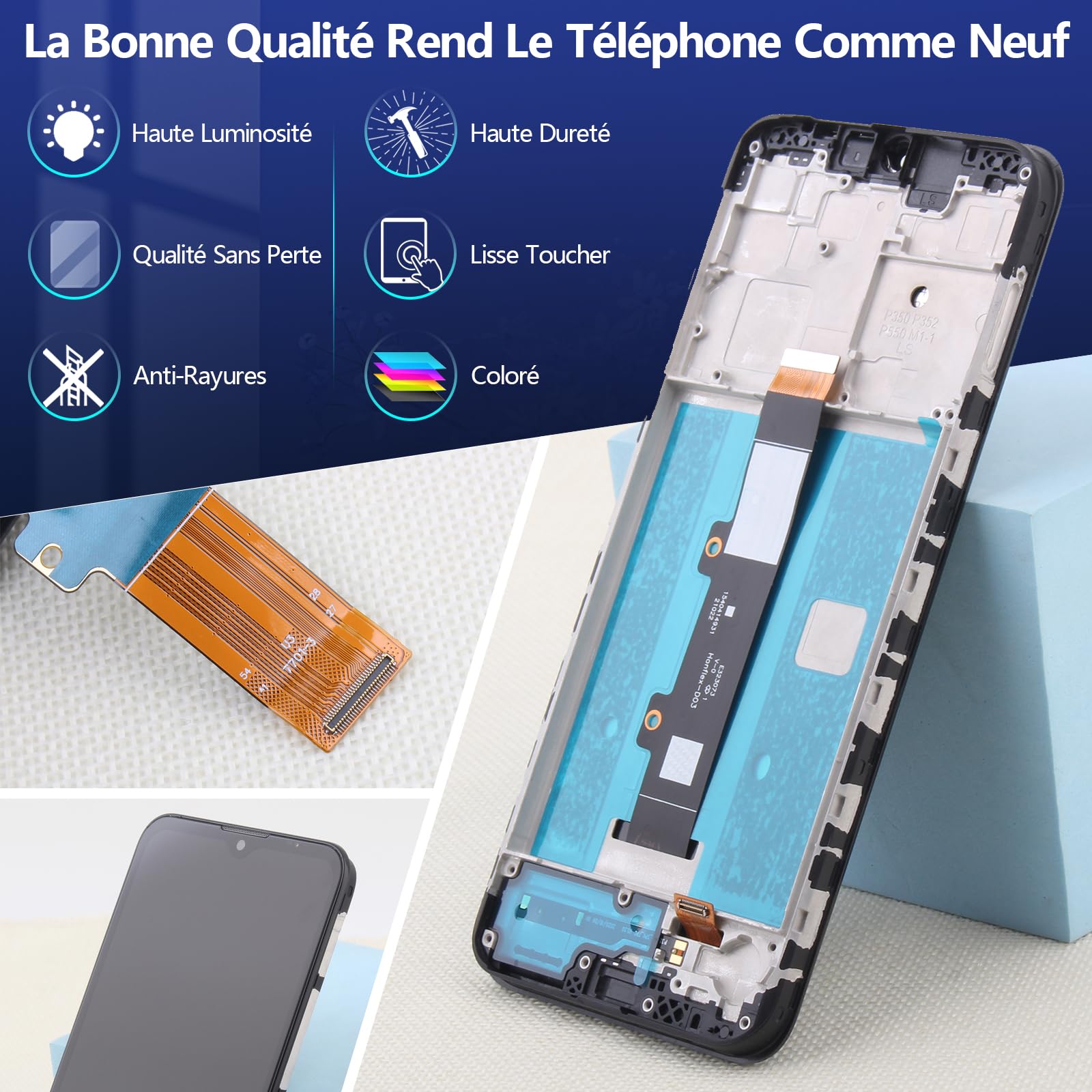RongZy Écran LCD pour 6.5" Motorola Moto G30 XT2129-1 XT2129-2 Écran De Remplacement Numériseur Tactile Panneau Assemblé De Réparation avec Outils(Noir avec Cadre)