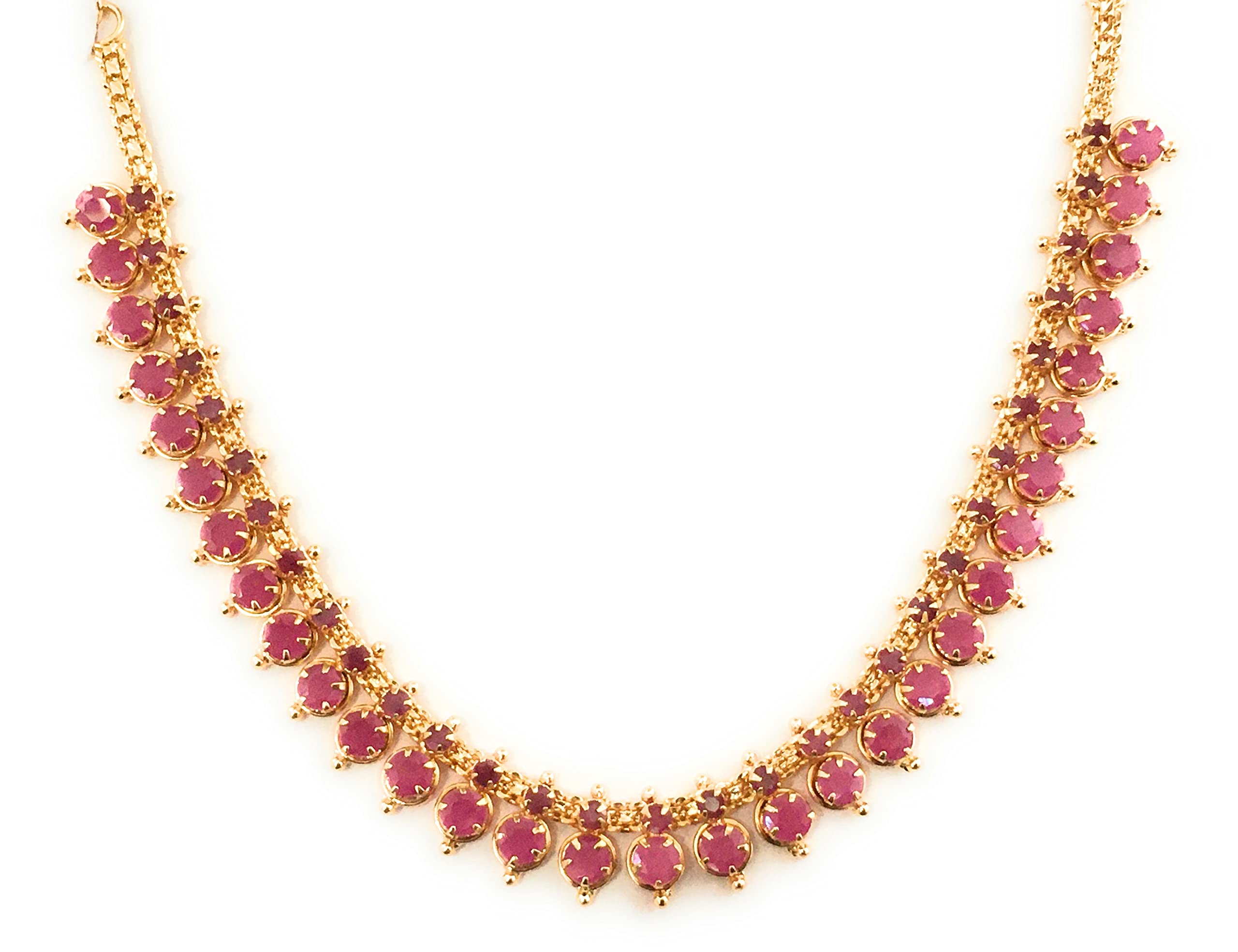 Sasitrends1 Gram Micro Gold Plated Traditional Trendy South Indian Fashion Jewellery Stylish Ruby Emerald Stone Necklace for Women & Girls