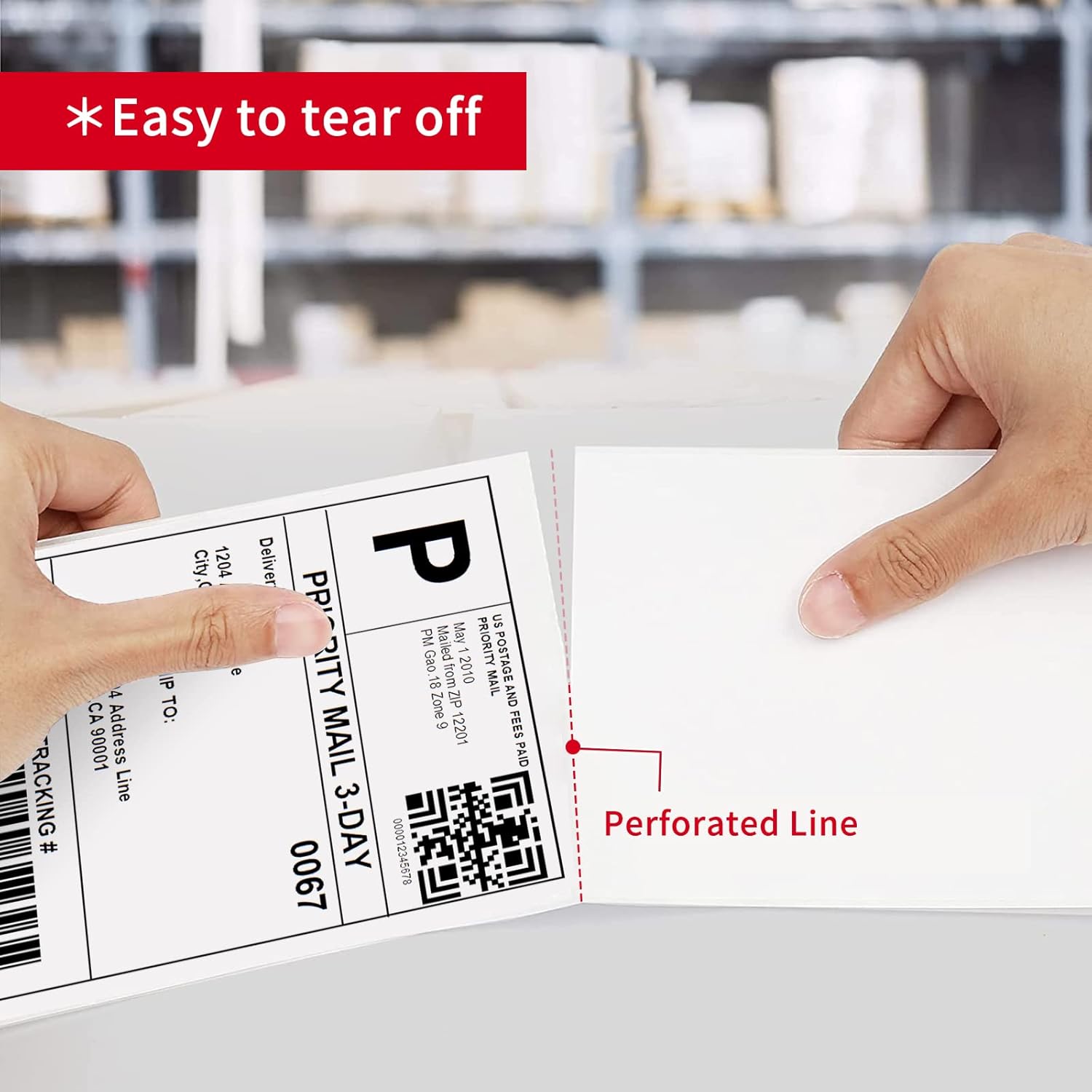 Misofuki 4x6 1 Stack 1000 Labels Fanfold Direct Thermal Shipping Labels Compatible with Rollo, MUNBYN, Zebra, Fargo Label Printer, Permanent Adhesive White Commercial Grade Labels for Thermal Printers