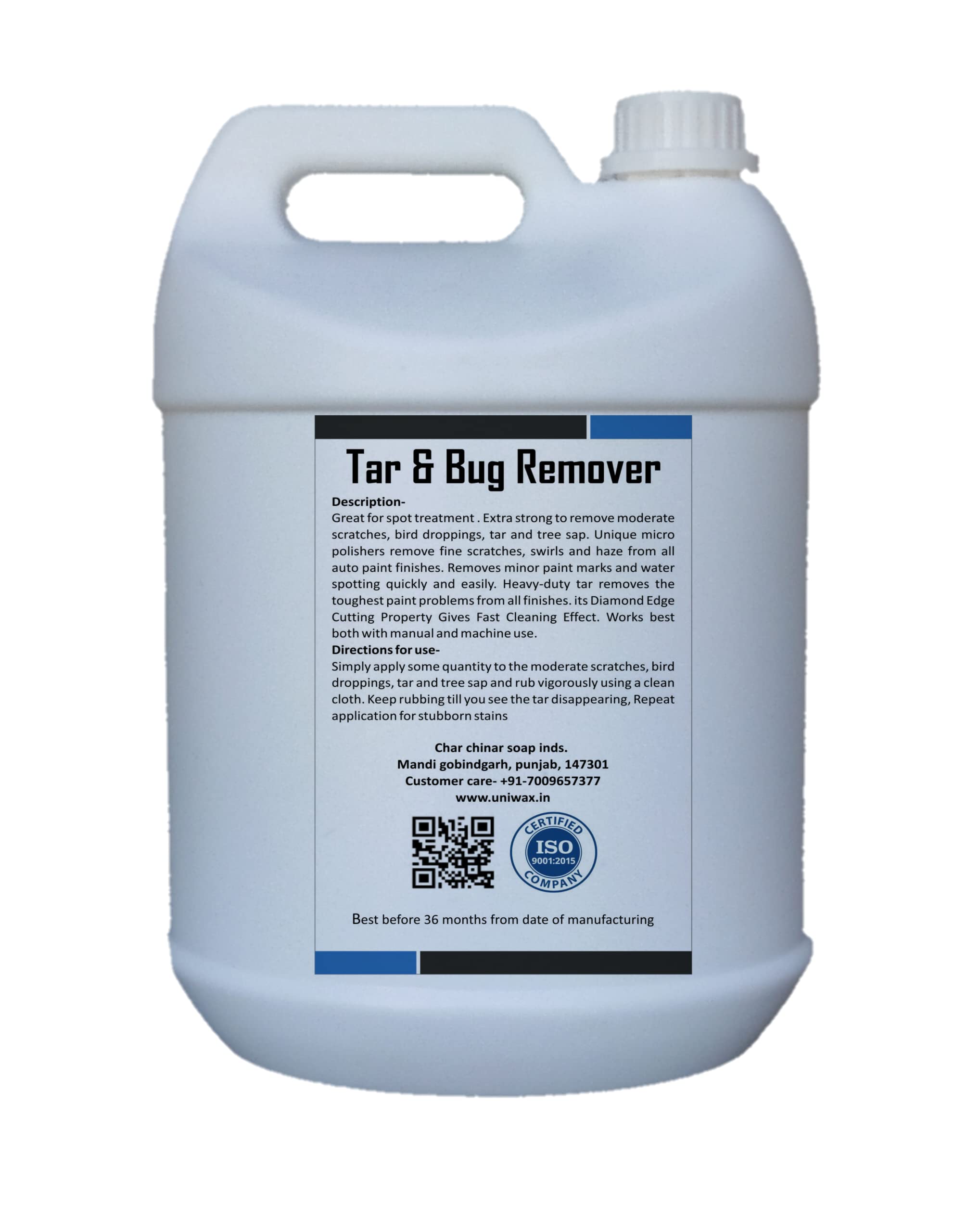 uniwax Tar and Bug Remover and Shiner,Safe on Painted Surface, Chrome Surface, Glass, Mirrors and Plastic Surfaces. 5L, Pack of 1 - Image 2 thumbnail