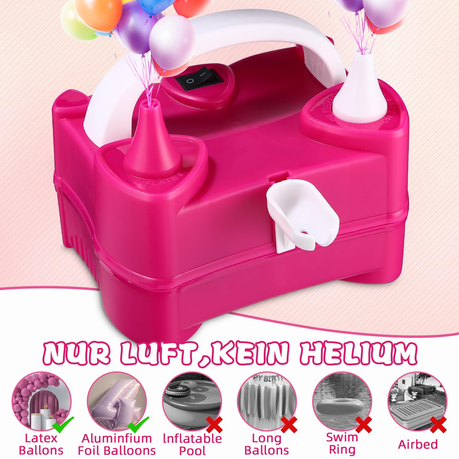 400W Pompe à Ballons électrique,Portable Double buse Gonfleur,Pompe à Air électrique Ballon Gonfleur Ballon Electrique Légère et Portable pour Les Ballons de Mariage la Décoration Festive