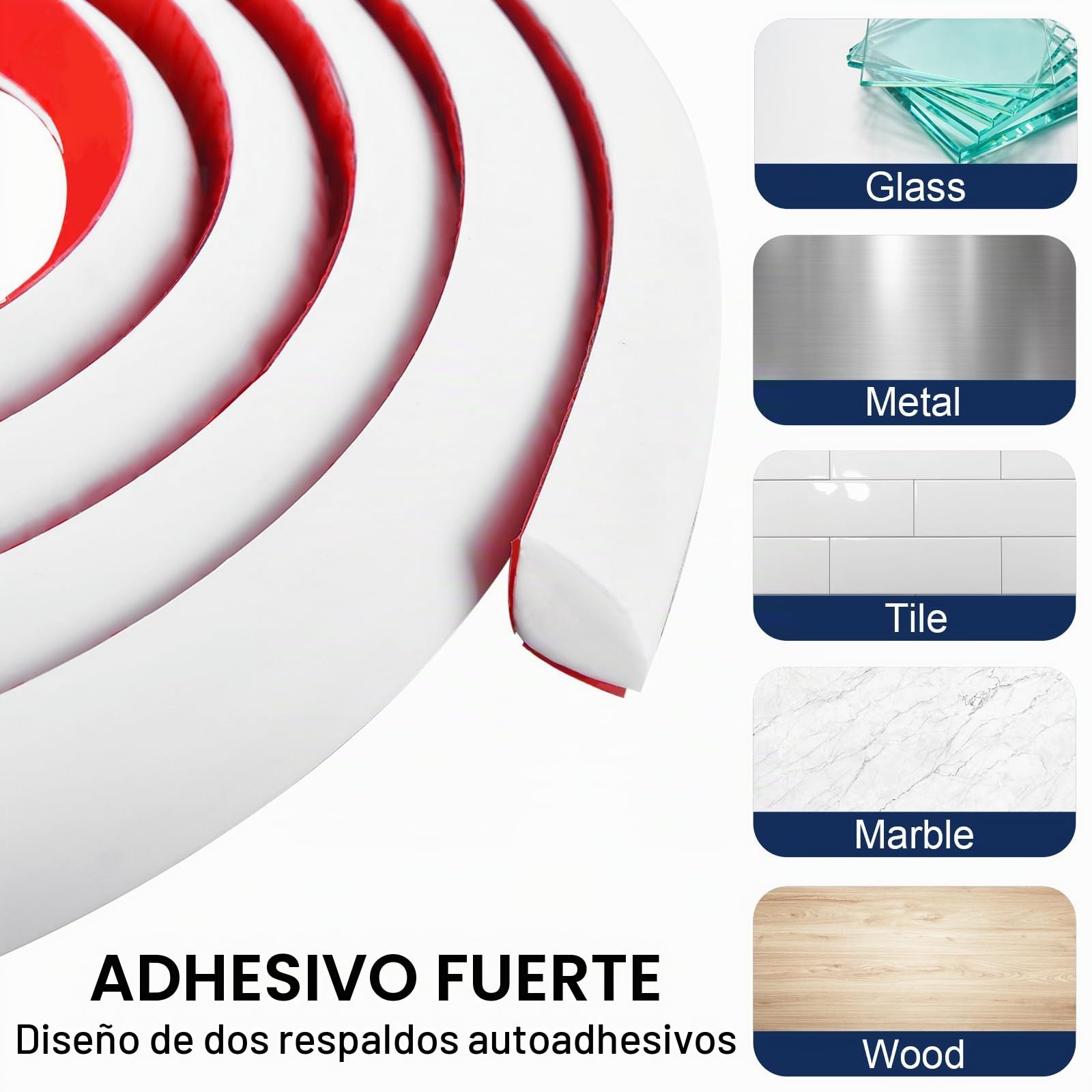 Tira de borde de esquina de goma autoadhesiva flexible laminada para pared, tira de sellado de calafateo para encimera de techo y suelo (3 metros, 0.5 x 0.5 pulgadas)
