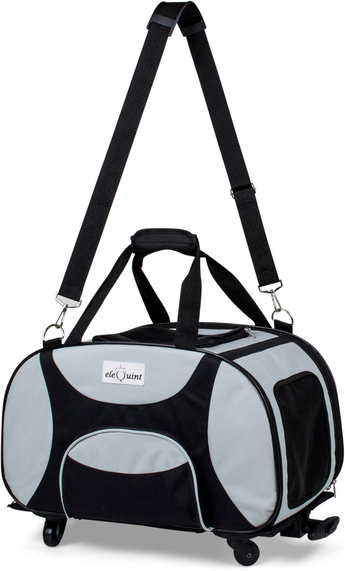 eleQuint Soft Sided Travel Pet Carrier for Small Size Pets up to 24 lbs, with Detachable Wheel Platform Extendable Handle and Fleece Pet Mat, 20" x 11.8" x 11.8" (14โH with Wheel Platform)